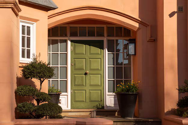 green door, arch